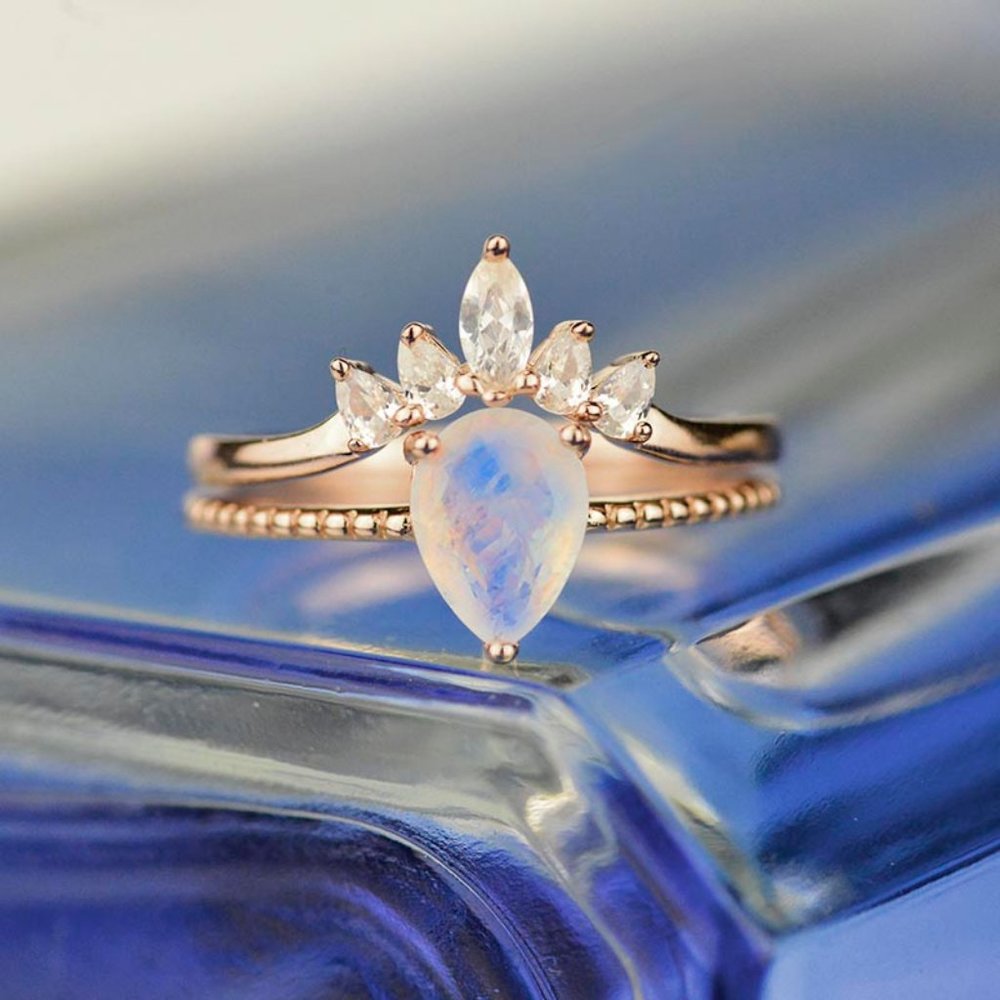 Beautiful NEW Moonstone ring two rings set